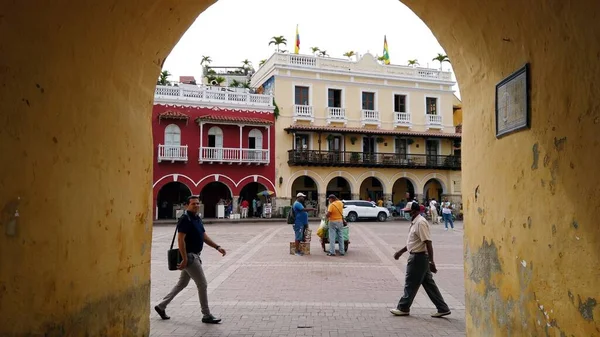 Kolumbia Cartagena Indias 2022 Spacer Ulicami Starego Hiszpańskiego Kolonialnego Unesco — Zdjęcie stockowe