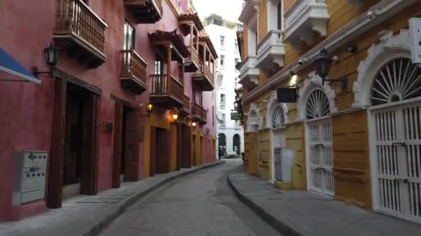 Колумбия Картахена Индиас 2022 Прогулка Улицам Старого Испанского Города Картахена — стоковое видео