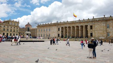 Colombia, South America 2022 - Simon Bolivar square in Bogota' downtown center - The cathedral Inmaculada Concepcin de Mara and the building of the Colombian politic Parliament - tourist attraction clipart