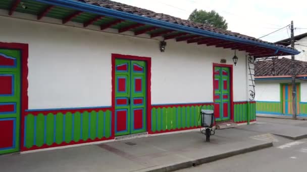 Colômbia América Sul 2022 Salento Uma Pequena Aldeia Área Cafeteria — Vídeo de Stock