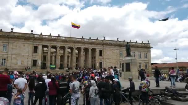 Kolombiya Güney Amerika 2022 Bogota Şehir Merkezindeki Simon Bolivar Meydanı — Stok video