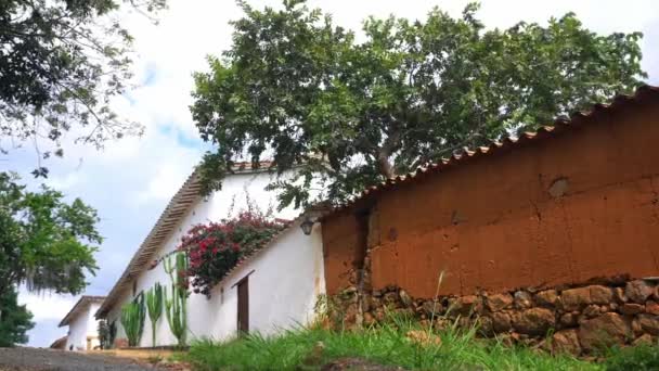 Αύγουστος 2022 Barichara Guane Προσκύνημα Κολομβία Νότια Αμερική Τείχη Κατασκευασμένα — Αρχείο Βίντεο