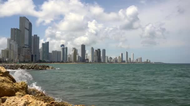 Colombia Cartagena Indias Vista Del Nuevo Distrito Moderno Bocagrande Con — Vídeos de Stock