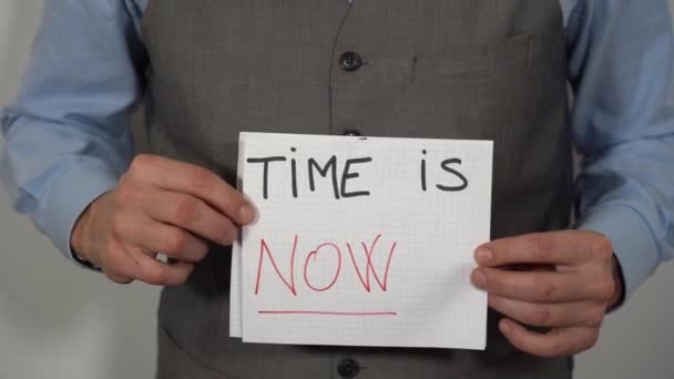 Business Man Write Don Worry Happy Time Now Carpe Diem — Stock videók