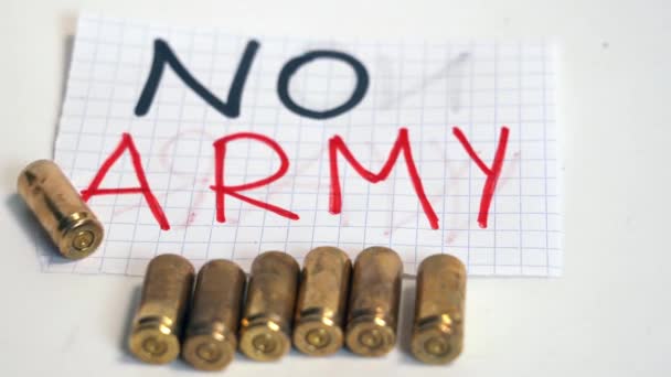 Army War Logo Sign Revolver Gun Bullets Peace Message Firearms — Stock video
