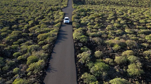 Spain, Lanzarote, Canary island - drone view of the beautiful landscape of the island of the atlantic ocean
