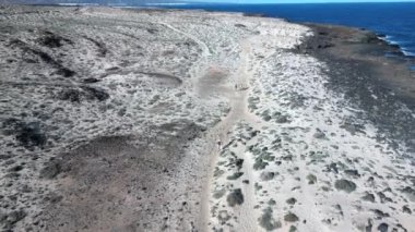 Spain, Lanzarote, Canary island - drone view of the beautiful landscape of the island of the atlantic ocean