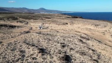Spain, Lanzarote, Canary island - drone view of the beautiful landscape of the island of the atlantic ocean