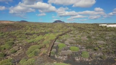 Spain, Lanzarote, Canary island - drone view of the beautiful landscape of the island of the atlantic ocean