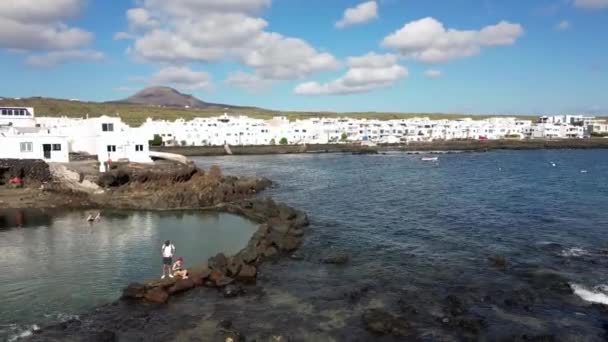 Spain Lanzarote Canary Island Drone View Beautiful Landscape Island Atlantic — Stok video
