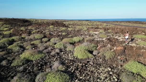 Spain Lanzarote Canary Islands Drone View Beautiful Landscape Island Atlantic — 图库视频影像