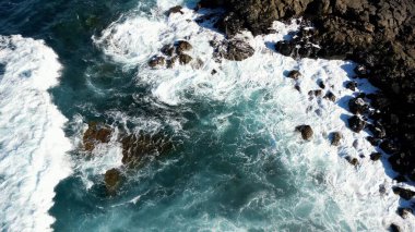 Spain, Lanzarote, Canary island - drone view of the beautiful landscape of the island of the atlantic ocean