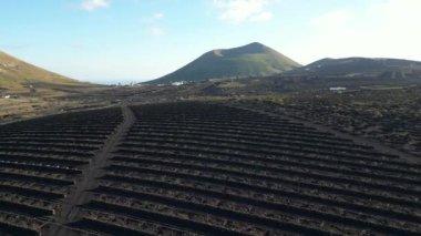 Spain, Lanzarote, Canary island - drone view of the beautiful landscape of the island of the atlantic ocean