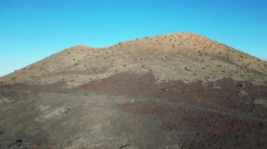 Spain, Lanzarote, Canary island - drone view of the beautiful landscape of the island of the atlantic ocean