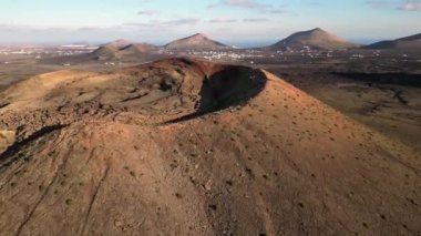 Spain, Lanzarote, Canary island - drone view of the beautiful landscape of the island of the atlantic ocean
