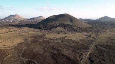 Spain, Lanzarote, Canary island - drone view of the beautiful landscape of the island of the atlantic ocean