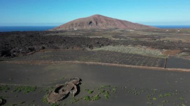 Spain, Lanzarote, Canary island - drone view of the beautiful landscape of the island of the atlantic ocean