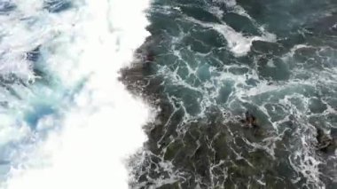 Spain, Lanzarote, Canary island - drone view of the beautiful landscape of the island of the atlantic ocean