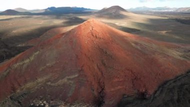 Spain, Lanzarote, Canary island - drone view of the beautiful landscape of the island of the atlantic ocean