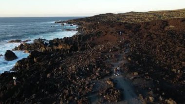 Spain, Lanzarote, Canary island - drone view of the beautiful landscape of the island of the atlantic ocean