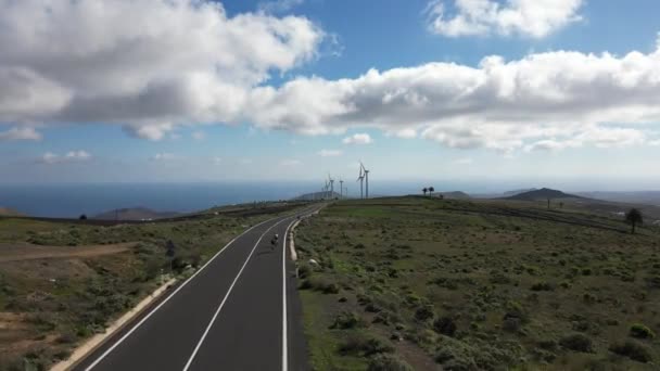 Drone View Mills Wind Turbines Production Clean Electricity Green Economy — Videoclip de stoc