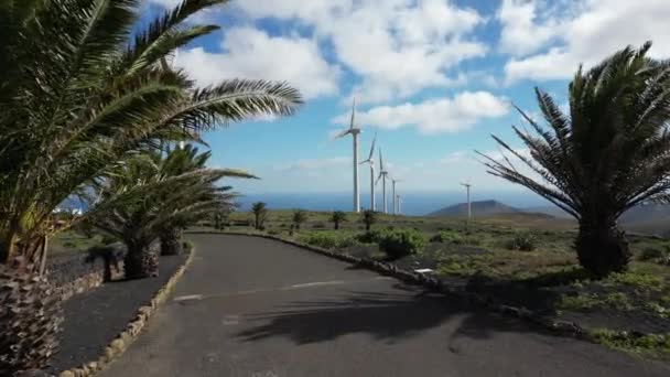 Drone View Mills Wind Turbines Production Clean Electricity Green Economy — Vídeo de Stock