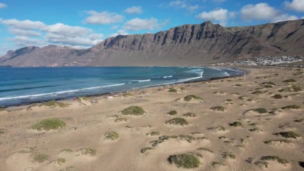 Spain Lanzarote Canary Island Drone View Beautiful Landscape Island Atlantic — Vídeos de Stock