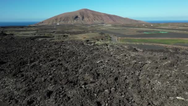 Spain Lanzarote Canary Island Drone View Beautiful Landscape Island Atlantic — Stockvideo