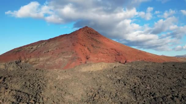 Aerial Drone View Black Lava Fields Volcano Eruption Volcanic Landscape — Video Stock