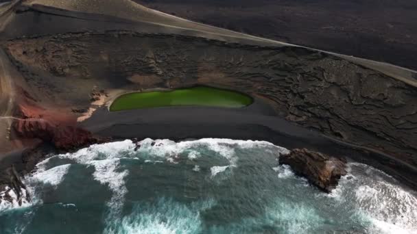 Europe Spain Lanzarote Canary Islands Charco Los Clicos Charco Verde — Stockvideo