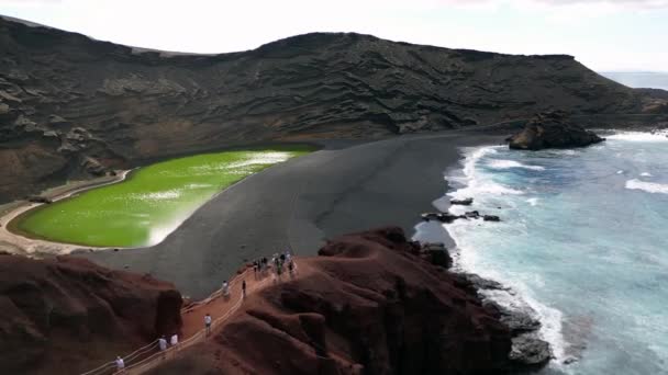Europe Spain Lanzarote Canary Islands Charco Los Clicos Charco Verde — Stockvideo