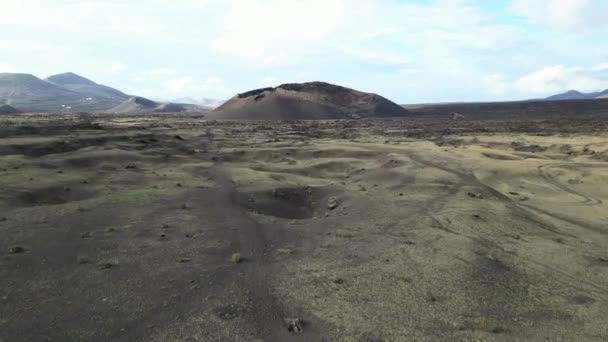 Aerial Drone View Black Lava Fields Volcano Eruption Volcanic Landscape — 图库视频影像