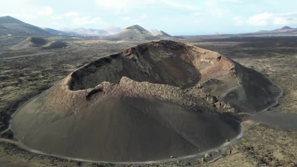Aerial Drone View Black Lava Fields Volcano Eruption Volcanic Landscape — Video Stock