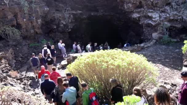 Europa Spanien Lanzarote Kanarieöarna 2023 Cueva Los Verdes Grönas Grotta — Stockvideo