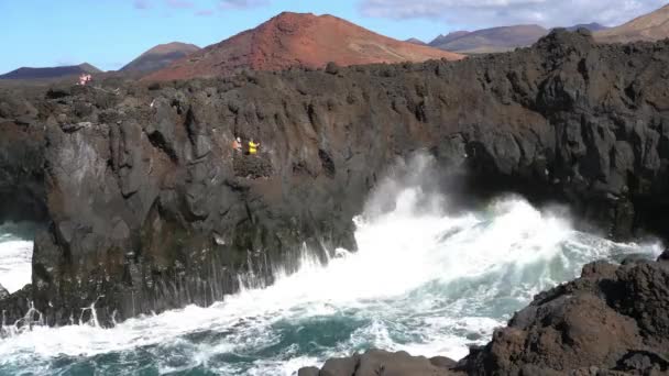 Spain Lanzarote Canary Island Drone View Beautiful Landscape Island Atlantic — ストック動画