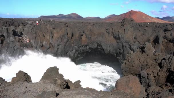 Spain Lanzarote Canary Island Drone View Beautiful Landscape Island Atlantic — Wideo stockowe