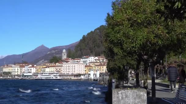 Europe Lombardy Bellagio Pearl Lake Como Amazing Village Colored Houses — Stock Video