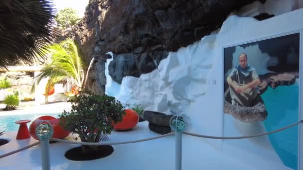 Europa Spanien Lanzarote Kanarieöarna 2023 Cesar Manrique Foundation Manriques Ateljéträdgård — Stockvideo