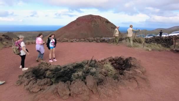 Europe Spain Lanzarote Canary Islands 2023 Timanfaya National Park Volcanic — Wideo stockowe