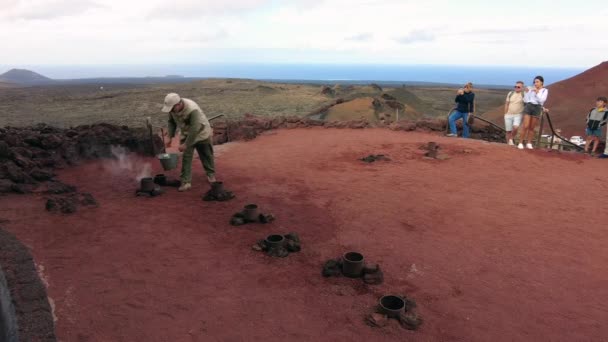 Europe Spain Lanzarote Canary Islands 2023 Timanfaya National Park Volcanic — Wideo stockowe