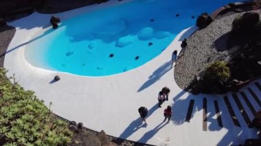 Lanzarote 2023 , Jameo del Agua , lava cave and amazing swimming pool in volcanic landscape - Cesar Manrique foundation - tourist attraction in Mujeres Canaries