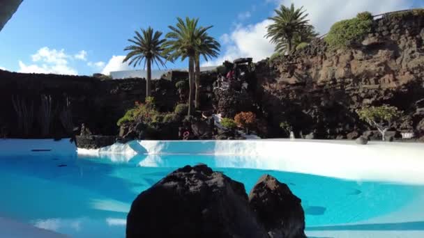 Lanzarote 2023 Jameo Del Agua Lavagrotta Och Fantastisk Pool Vulkaniska — Stockvideo