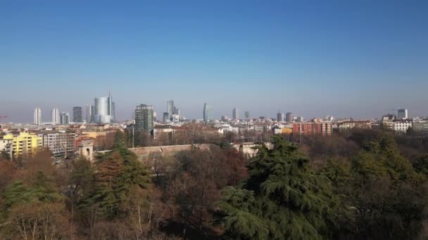 Europa Italia Milán 2023 Vista Aérea Del Dron Parque Sempione — Vídeos de Stock