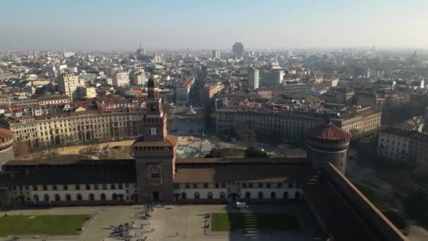 Europa Italien Milan 2023 Flygfoto Från Sforza Slott Sempione Park — Stockvideo