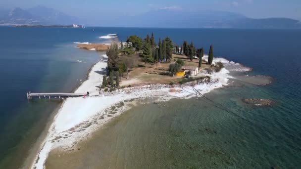 Itália Lago Garda Ilha San Biagio Ilha Coelho Águas Rasas — Vídeo de Stock
