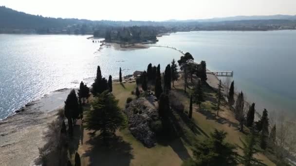 Ιταλία Λίμνη Garda San Biagio Island Rabbit Island Ρηχά Νερά — Αρχείο Βίντεο