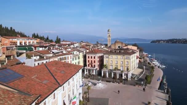 Europa Italia Brescia Lago Garda Salo Drone Veduta Aerea Del — Video Stock