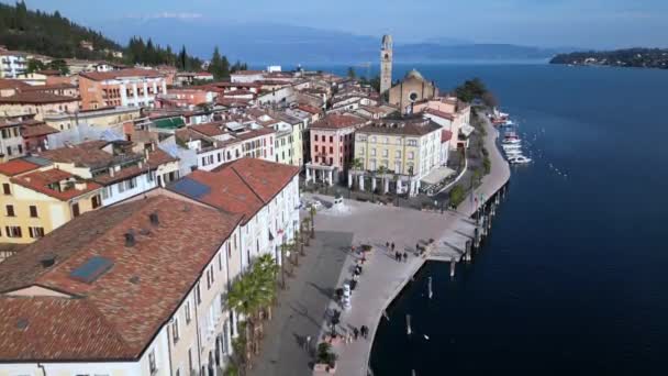 Ευρώπη Ιταλία Μπρέσια Garda Λίμνη Drone Salo Εναέρια Άποψη Του — Αρχείο Βίντεο