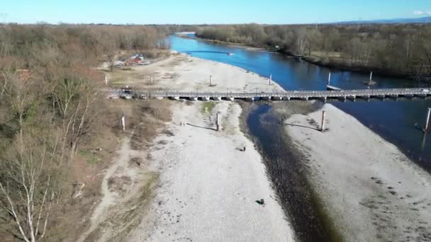 Europa Włochy Pawia Stan Zagrożenia Wody Susza Rzeka Ticino Niedoborze — Wideo stockowe