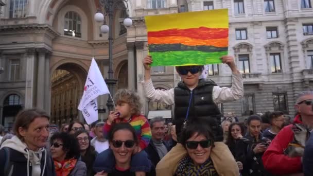 Europa Italien Mailand 2023 Protestkundgebung Lgbt Regenbogenfamilien Für Die Anerkennung — Stockvideo